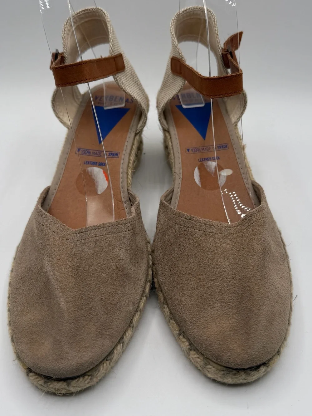 Verbenas Malena Suede Espadrille Wedge Sandals Taupe EU 41 US 9.5-10